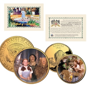 WIZARD of OZ * Cast * Kansas Quarter and John F. Kennedy Half Dollar 2-Coin Set w/Collectible Certificate - Ships Fast and Free to U.S.