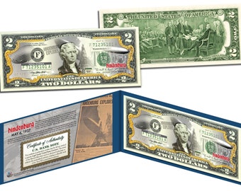 Desastre del dirigible HINDENBURG LZ-129, 6 de mayo de 1937, billete de 2 dólares de curso legal