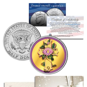 CRUZ/CRUCIFIJO Edición "Rosa" Moneda de medio dólar estadounidense de John F. Kennedy con tarjeta de regalo - Envíos a EE. UU. gratis y rápido