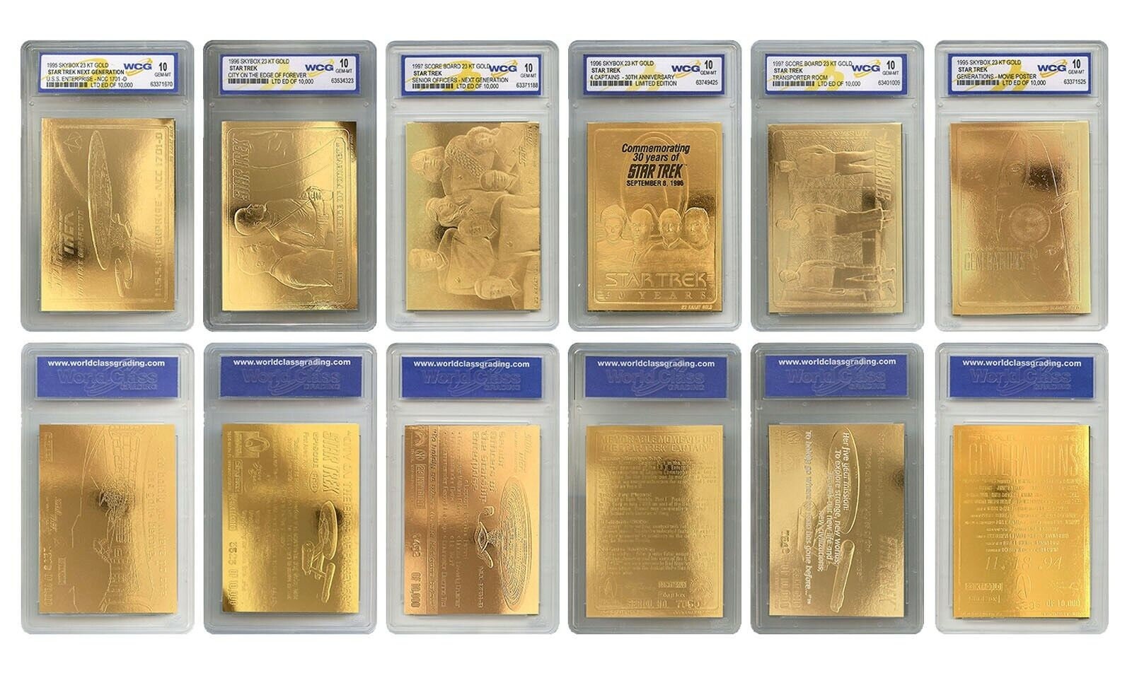 STAR TREK 1995-'97 Genuine 23KT Gold Cards Graded Gem-mint 10