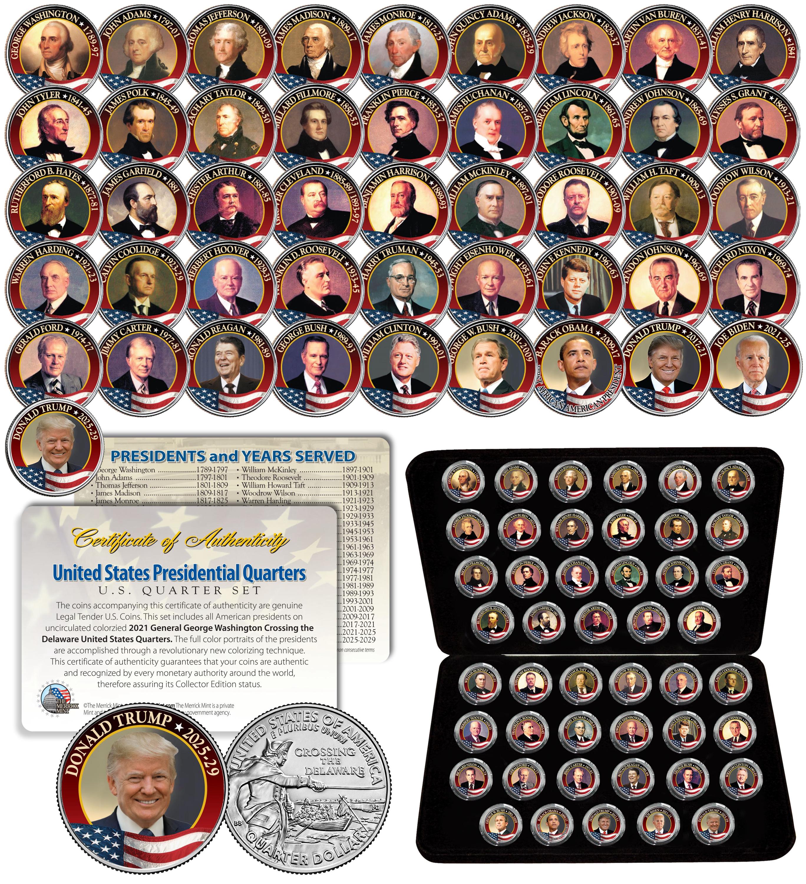 ALL 47 United States Presidents Full Coin Set Colorized Washington