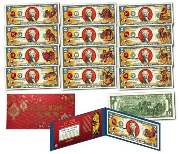 2020 Chinese New YEAR OF THE RAT Polychrome 8 Rats $2 Bill in Large 8x10 Folio