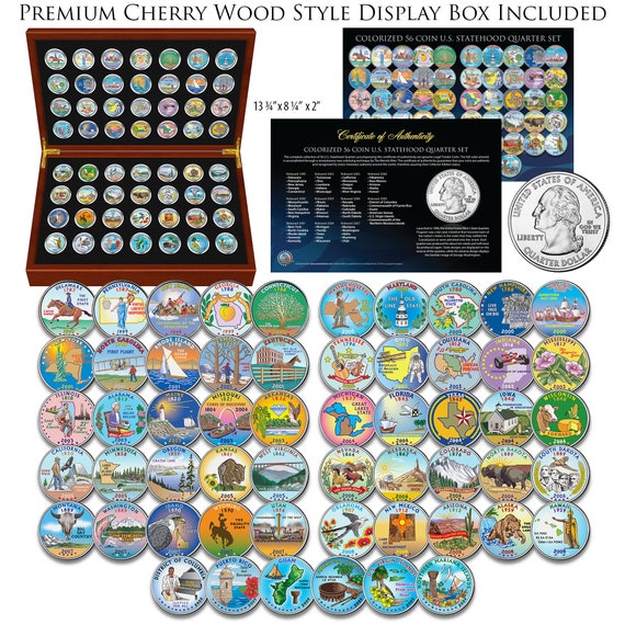 古銭セット 多数 1999-2009 Complete Colorized Set of State Quarters 56-coin