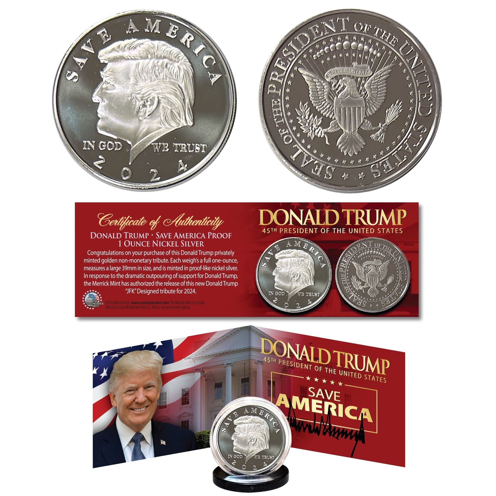 President Donald J. Trump Medallion Key Chain, Presidential Seal on  Reverse,GIFT BOX