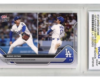 2025 Topps Now MLB-kaart #721 SHOHEI OHTANI 1e speler ooit 50 homerun / 50 strikeouts Season Graded Gem-Mint 10 - L.A. Dodgers