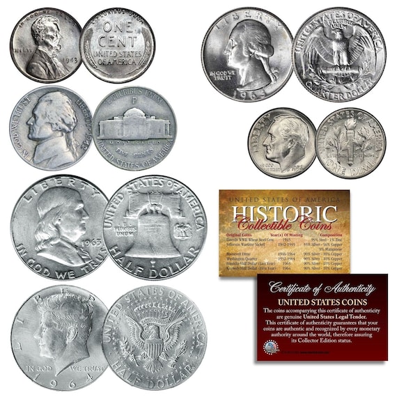 オリジナルの古い米国銀貨 6 枚セット 歴史的な流通コイン 戦時中