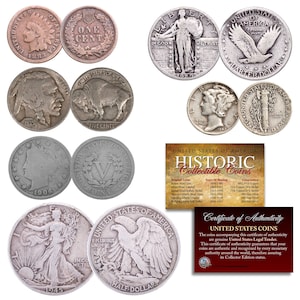 Original Vintage U.S. Silver Coins 6 Coin Set of Historic Circulating Coins - Free Ship to U.S.