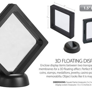 3D Floating View Coin Display Frame Holder Box Case Small Black 1.5” (Coins & Other Items Not Included) Choose Quantity - Ships Fast