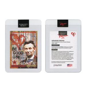 Abraham Lincoln Präsident Pop Art DIAMOND DUST - Gold Border Sammelkarte von Rency Art # of 300 - Versandkostenfrei in die USA