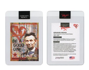 Abraham Lincoln President Pop Art DIAMOND DUST - Gold Border Trading Card by Rency Art # of 300 -  Ships Free to U.S.