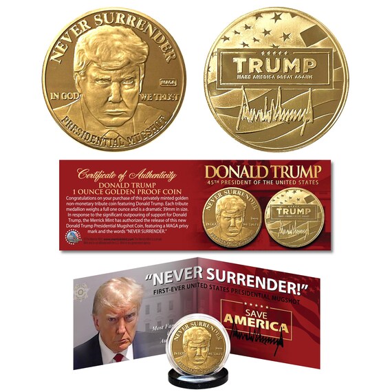 Donald Trump 45th President Liberty Proof Golden Medallion - 39mm (1 OZ) Commemorative Coin