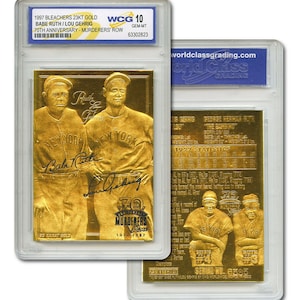 YANKEES MURDERERS' ROW * Babe Ruth / Lou Gehrig * Carta oro 23K - Gem-Mint 10 - Spedizione in giornata o nel giorno lavorativo successivo!