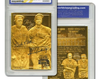 YANKEES MURDERERS&#39; ROW * Babe Ruth / Lou Gehrig * Carte en or 23 carats - Gem-Mint 10 - Expédition le jour même ou le jour ouvrable suivant !