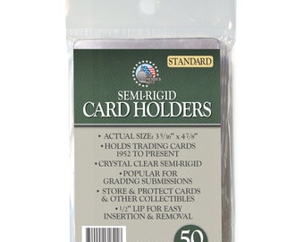 Semi Rigid Card Holders Save & Protect STANDARD Size - Great for Grading - 50 Count - Ships Fast and Free to US