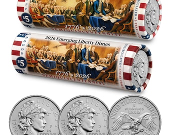 2026 P & D Set • Emerging Liberty Dime DECLARATION OF INDEPENDENCE Cion Rolls • America 250
