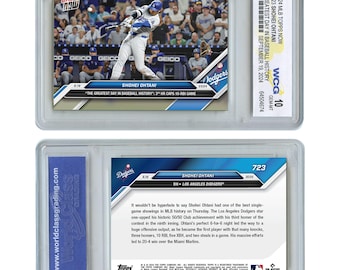 Tarjeta Topps Now 2024 de Shohei Ohtani, "El mejor día del béisbol" #723 - Calificación Gem Mint 10 - Tarjetas auténticas directamente de Topps