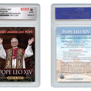 Cartão colecionável "Primeiro Papa Americano" do Papa Leão XIV - Gem Mint 10