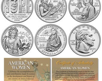 アメリカ人女性2024年シリーズ 米国造幣局発行25セント硬貨5枚セット
