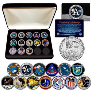 The APOLLO Space Missions Colorized U.S. Quarters 13-Coin Set NASA Program w/BOX and Certificate