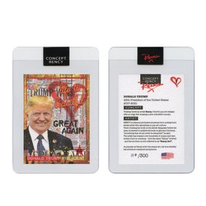 Donald Trump Präsident Pop Art DIAMOND DUST - Gold Border Sammelkarte von Rency Art # of 300 - Versandkostenfrei in die USA