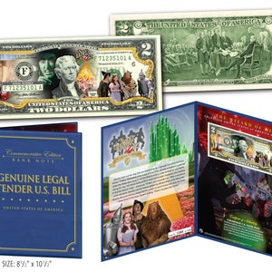 Wizard of Oz *RUBY RED SLIPPERS* Two Dollar Bill In Deluxe 70th Anniversary Folio - Ships Fast & Free to U.S.