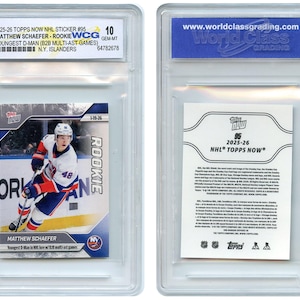 2025 Topps NHL Rookie Sticker Card #95 MATTHEW SCHAEFER #1 Pick, Gem Mint 10