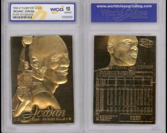 Michael Jordan 1996-97 Fleer FLAIR SHOWCASE 23KT Gold Card, Graded Gem Mint 10