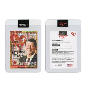 Ronald Reagan Präsident Pop Art DIAMOND DUST - Gold Border Sammelkarte von Rency Art # of 300 - Versandkostenfrei in die USA