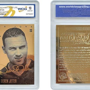 DEREK JETER NY Yankees 2004 Gold Signature Laser Line 23K Gold Card - Classificazione Gem-Mint 10 - Spedizione nello stesso giorno o nel giorno lavorativo successivo!