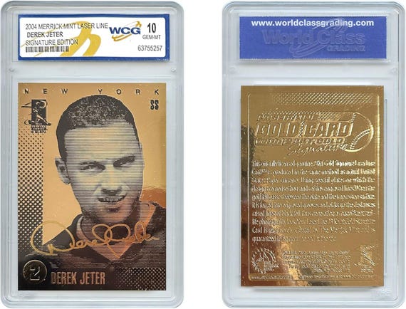 DEREK JETER NY Yankees 2004 Gold Signature Laser Line 23K Gold