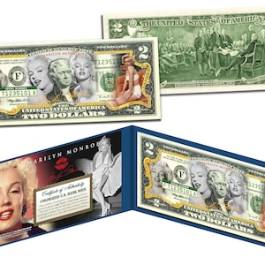 MARILYN MONROE "Multi-Image Edition * Echtes gesetzliches Zahlungsmittel US 2,00 Dollar Bill - Ships Fast, Free to US