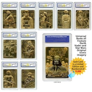 STAR WARS Lot de 9 cartes en or 23 carats sous licence graduées Gem-Mint 10 Darth Vader Series - Expédié le jour même ou le jour ouvrable suivant !