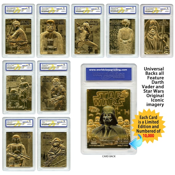 STAR WARS Set of 9 Licensed 23K Gold Cards Graded Gem-mint 10