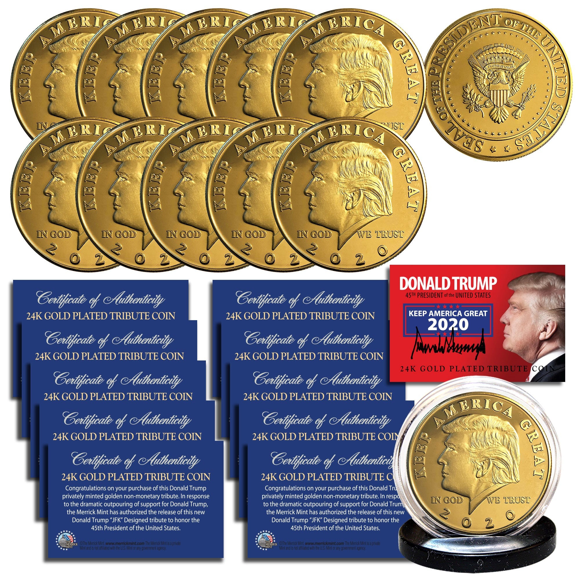 HARPIMER Donald Trump Commemorative Coin 2020, 45th President Collectible Gift, Gold Plated Copper, In God We Trust, Dollar, Proof, Single - Foto 9