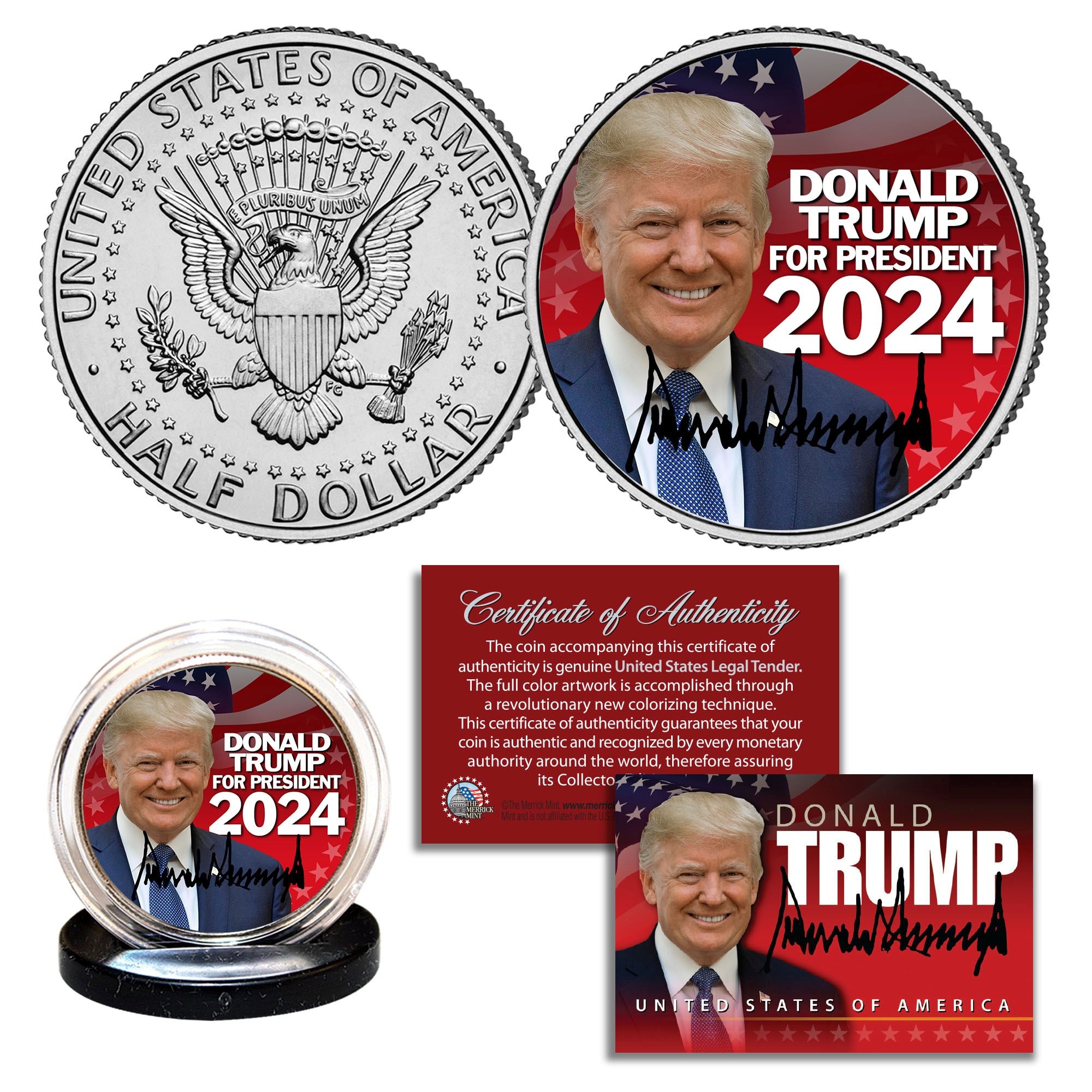 Donald Trump for President 2024 John F. Kennedy Half Dollar