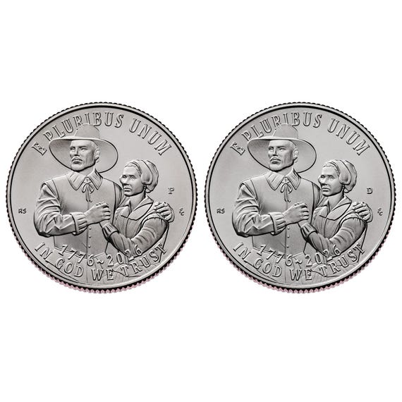 2026年メイフラワー25セント硬貨セット（2ロール入り、PミントとD