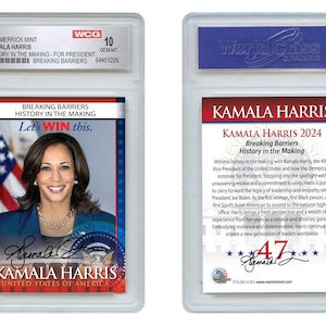Kamala Harris für 47th Präsident 2024 offizielle Sammelkarte Graded GEM MINT 10 - Schneller & kostenloser Versand in die USA