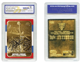 1998 Michael Jordan Fleer '86 Rookie Design 23KT Gold Card Signature Series Graded Gem Mint 10