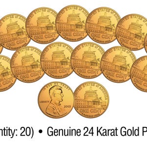LINCOLN Bicentennial 2009 Pennies UNC Coins 24K Gold Plated Lot of 20 - PRESIDENCY