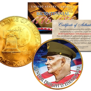 Generale DWIGHT D. EISENHOWER colorato 1976 IKE dollaro USA moneta 24K placcato oro - Spedizione veloce e gratuita negli Stati Uniti