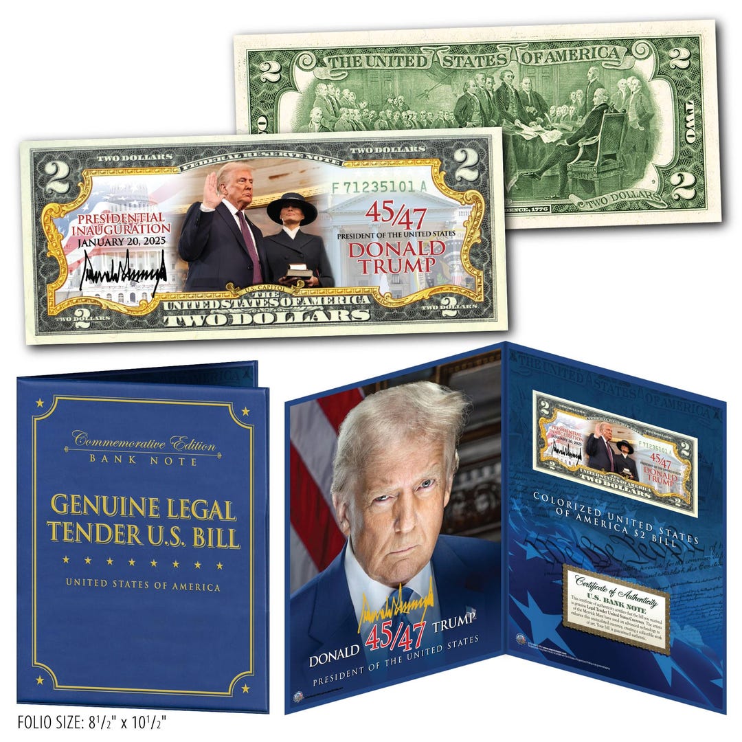 ドナルド・トランプ 2025年 第47代大統領就任式 2.00ドル紙幣 本物の