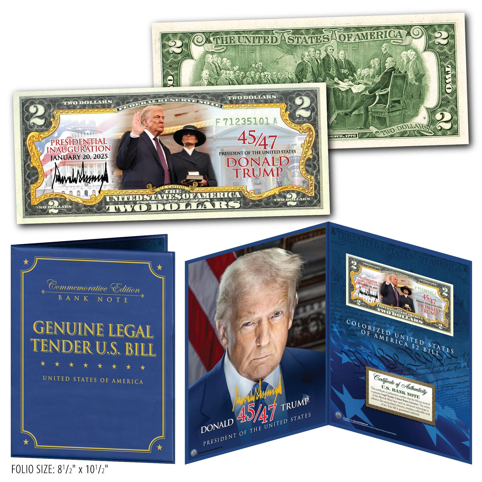 ドナルド・トランプ 2025年 第47代大統領就任式 2.00ドル紙幣 本物の