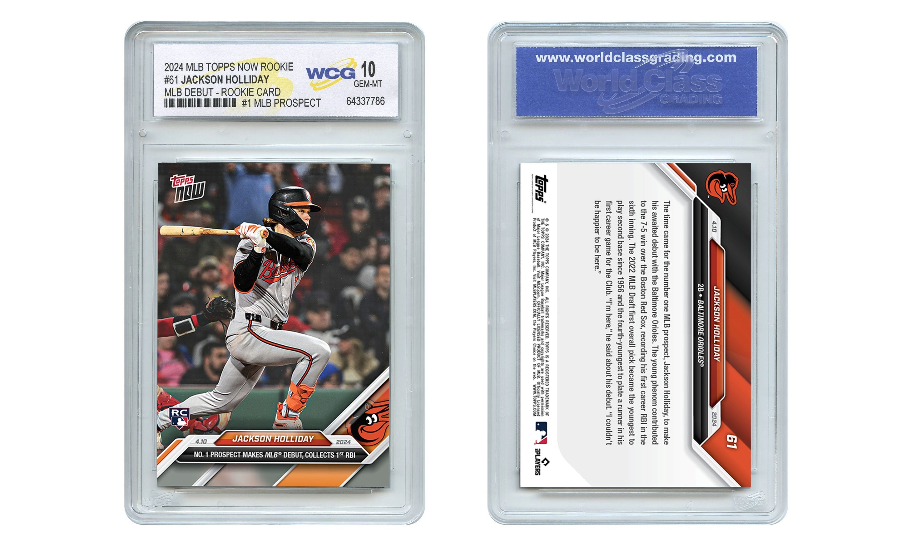 2024 Topps Now JACKSON HOLLIDAY 1st Rookie Card #61 RC #1 Draft 