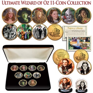 WIZARD of OZ 24K Gold Plated and Colorized Kansas Quarter ULTIMATE 11-Coin Set wtih Deluxe Box - Ships Fast & Free to U.S.