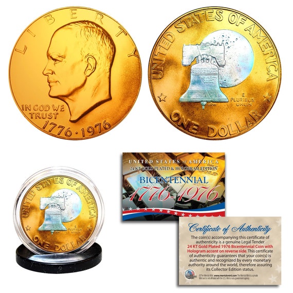 1976 Bicentennial Genuine Eisenhower IKE Dollar Coin - 24K