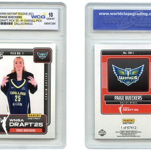 Escolha nº 1 do Draft da WNBA de 2025 da Panini Paige Bueckers, cartão de calouro nº DN-1 - Classificado como Gem Mint 10