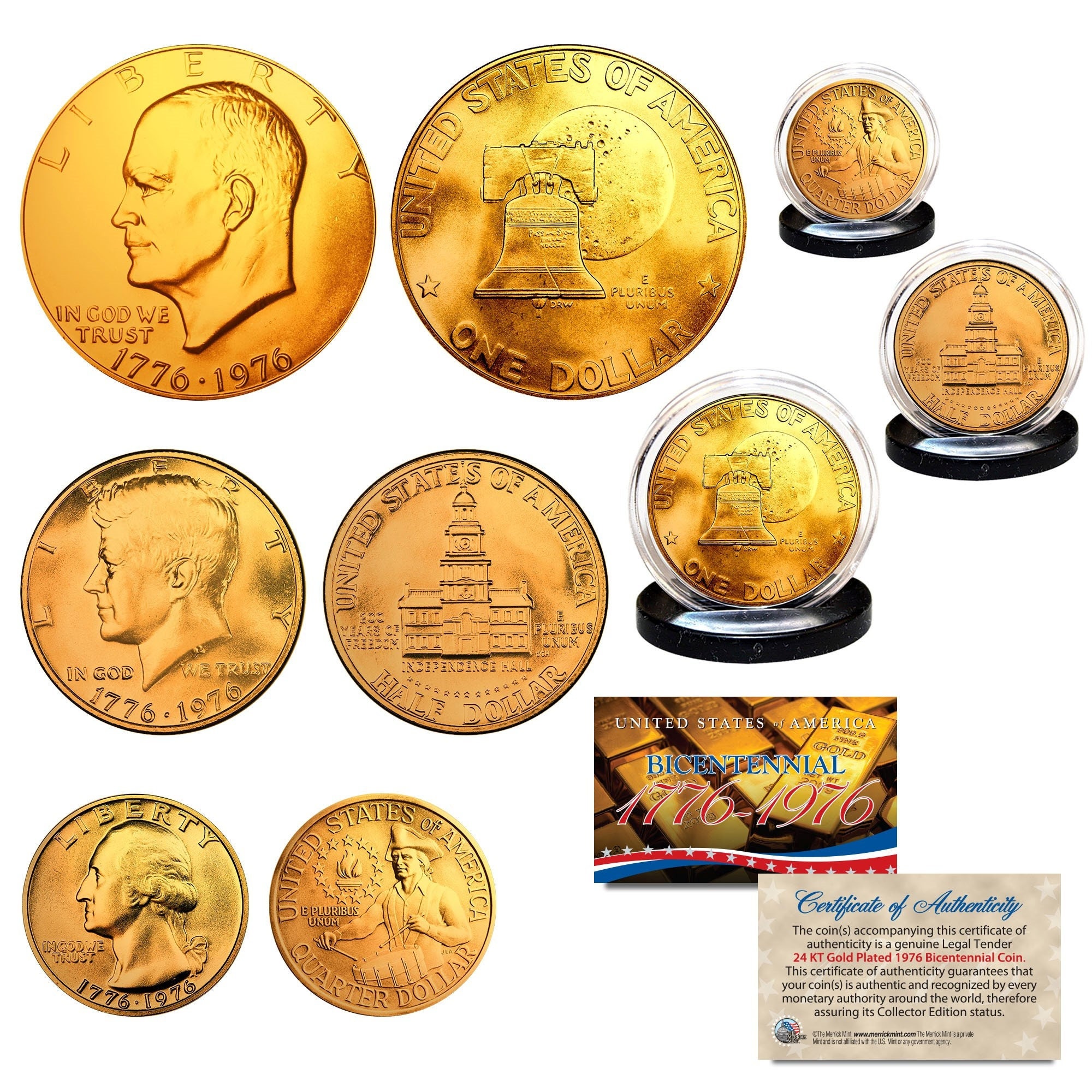 バイヤー厳選用品 Half JFK Coins Gold 24K Bicentennial 1976 / Dollar IKE 洋書