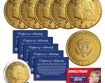 Donald Trump 2020 Keep America Great 45th President 24K Gold 