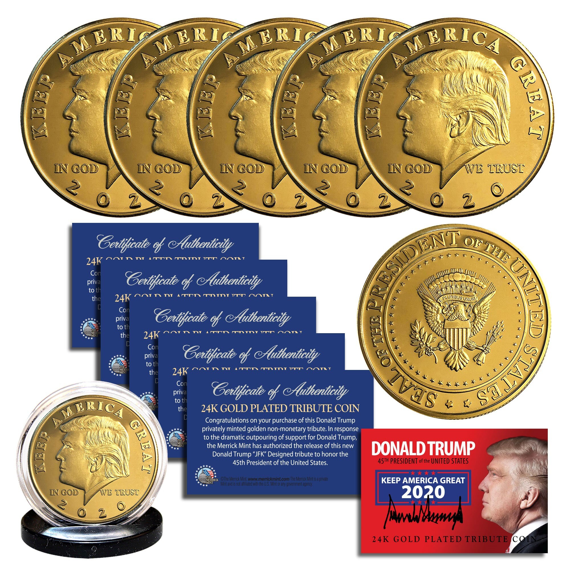 Donald Trump 2020 Keep America Great 45th President 24K Gold 