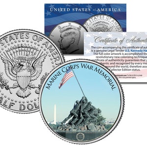 Marine Corps Memorial - Iwo Jima Memorial John F. Kennedy Half Dollar Coin- Ships Fast and Free to U.S.!